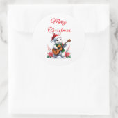 Kerstmis Sticker Konijn Gitaar (Tas)