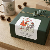Kerstmis Sticker met Gezellige Kerstman
