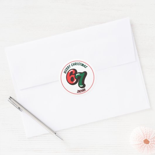 Kerstmis Sticker Nummers 6 & 7 Aangepaste Naam (Envelop)