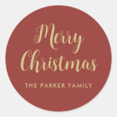 Kerstmis Sticker | Vals Goud Casual Schrift (Voorkant)