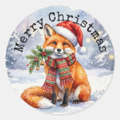 Kerstmis Sticker - Waterverf Winter Vos (Voorkant)