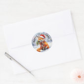 Kerstmis Sticker - Waterverf Winter Vos (Envelop)
