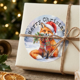 Kerstmis Sticker - Waterverf Winter Vos