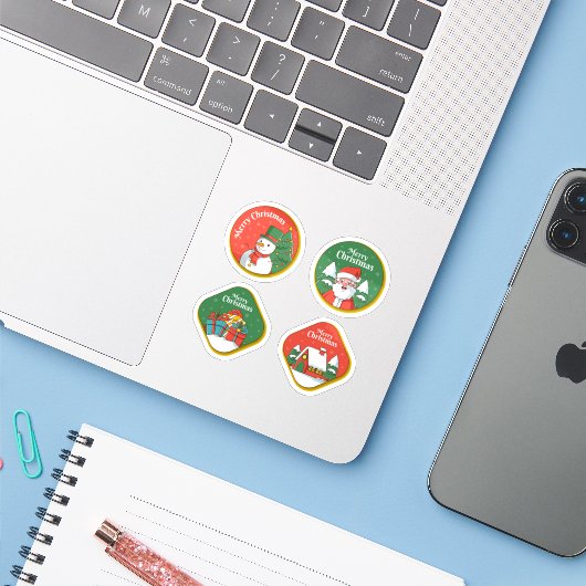Kerstmis stickercollectie ter viering sticker (Laptop met iPhone)