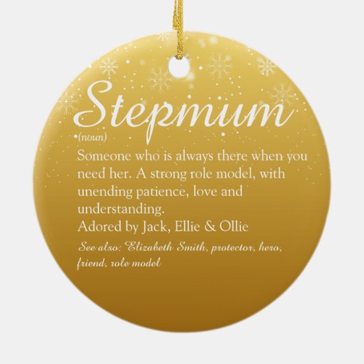 Kerstmis Stiefmoeder Definitie Goud Keramisch Ornament (Achterkant)