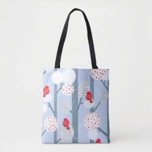 Kerstmis stiervinken, bomen,  bos. tote bag