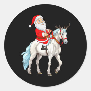 Kerstmis Stijl Rendier Santa Riding Paard Kerstmis Ronde Sticker