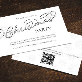 Kerstmis Stijlvolle Zilveren Sneeuwvlok Script QR Kaart