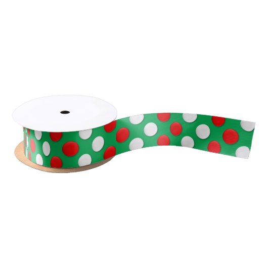 Kerstmis Stippen Rood wit en Groen Satin Ribbon Satijnen Lint (Spoel)