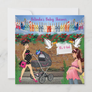 Kerstmis Stippenstraat Kunst Baby Shower Notitiekaartje
