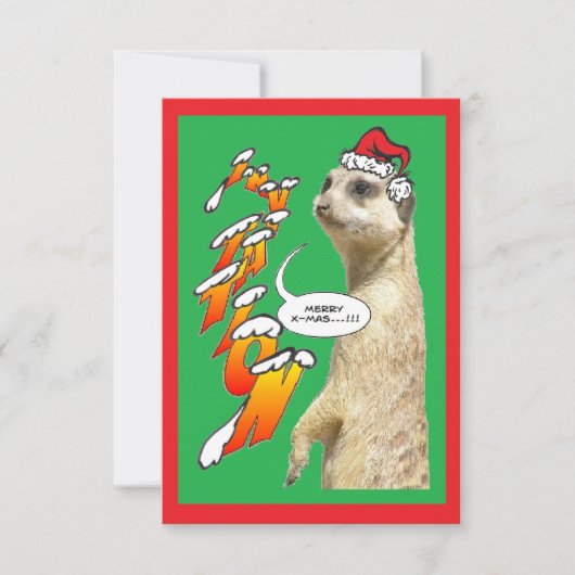 Kerstmis Stokstaartje Uitnodiging Groen Kerstfeest (Voorkant)