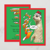 Kerstmis Stokstaartje Uitnodiging Groen Kerstfeest (Voorkant / Achterkant)