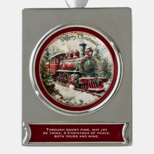 Kerstmis Stoomtrein – Festive Reis Verzilverd Banner Ornament