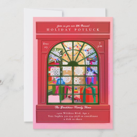 Kerstmis Storefront Vakantie Party Kaart (Voorkant)