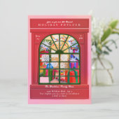 Kerstmis Storefront Vakantie Party Kaart (Staand voorkant)