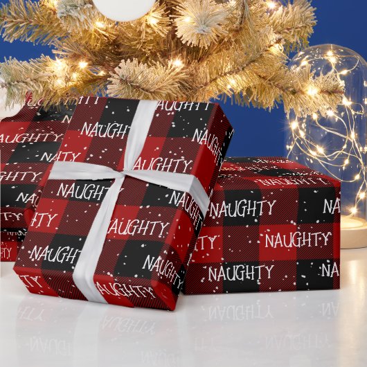 Kerstmis STOUTE tekst op buffelplaid Cadeaupapier (Feestdagen)