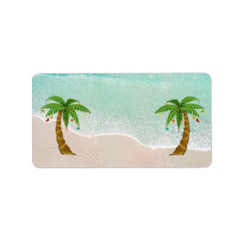 Kerstmis Strand Scene Adreslabels Etiket