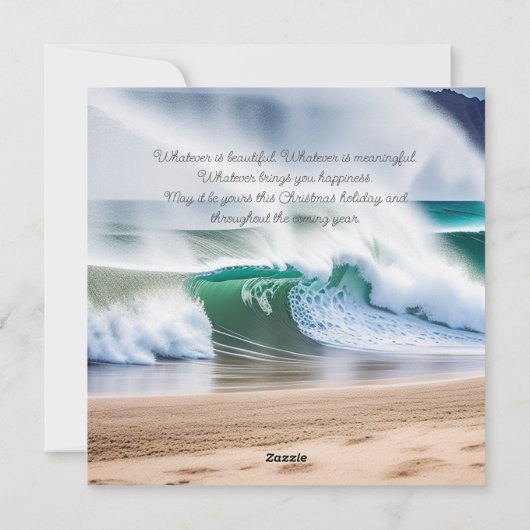 Kerstmis Strandgolven Schelpen Zeesterren Parels Feestdagenkaart (Achterkant)