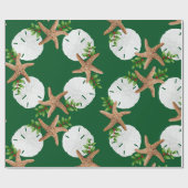 Kerstmis Strandkrans Zanddollar Groot Patroon Cadeaupapier (Vlak)