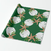 Kerstmis Strandkrans Zanddollar Groot Patroon Cadeaupapier (Uitgerold)