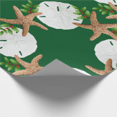 Kerstmis Strandkrans Zanddollar Groot Patroon Cadeaupapier (Hoek)