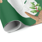 Kerstmis Strandkrans Zanddollar Groot Patroon Cadeaupapier (Rol Hoek)