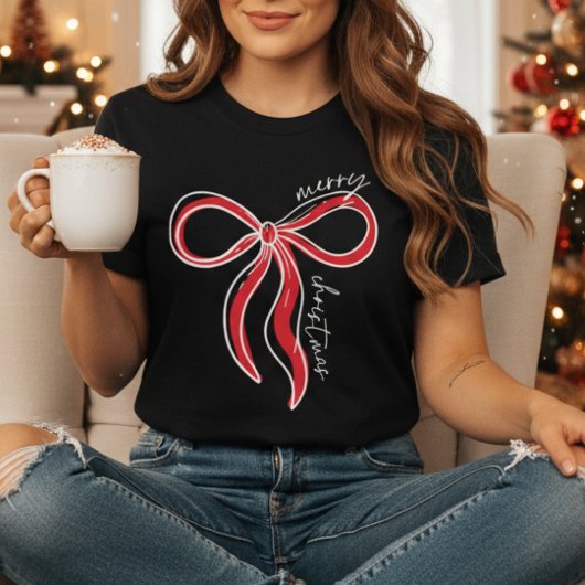 Kerstmis Strikdas Overhemd | Trendy Coquette Kerst T-shirt