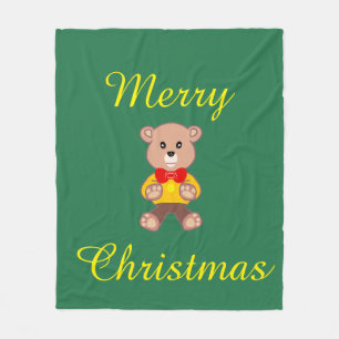 Kerstmis strikdas teddybeer op groen fleece deken