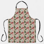 Kerstmis strikken ornamenten snoepstokken schort (Voorkant)