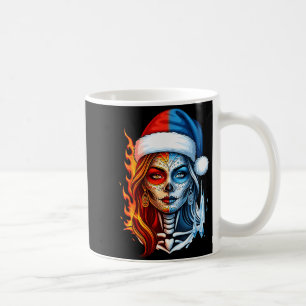 Kerstmis Suiker Skull Kunst Vrouw Santa Hoed Fanta Koffiemok