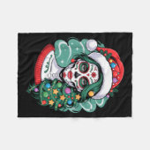 Kerstmis Suiker Skull Kunst Vrouw Sinterklaas Hoed Fleece Deken (Voorkant (Horizontaal))