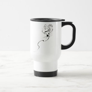 Kerstmis Sumi-e lijnkunst Cacao Reisbeker