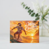 Kerstmis surfen met de Kerstman Feestdagenkaart (Staand voorkant)