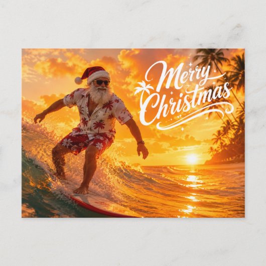 Kerstmis surfen met de Kerstman Feestdagenkaart (Voorkant)