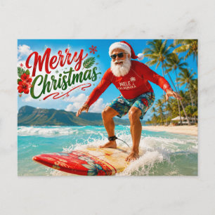 Kerstmis surfen met de Kerstman Feestdagenkaart