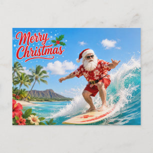 Kerstmis surfen met de Kerstman Feestdagenkaart