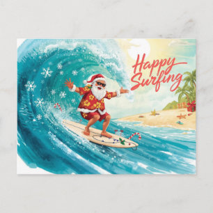 Kerstmis surfen met DE KERSTMAN  Feestdagenkaart