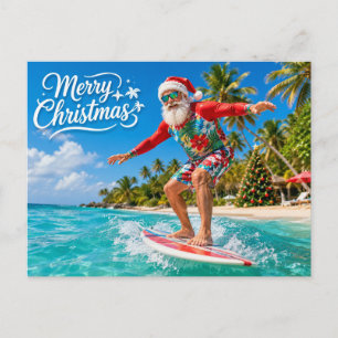 Kerstmis surfen met de Kerstman Feestdagenkaart