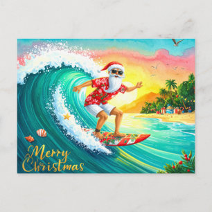 Kerstmis surfen met de Kerstman Feestdagenkaart