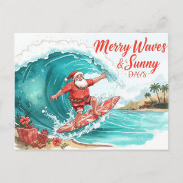 Kerstmis surfen met KLAUS DE KERSTMAN  Briefkaart
