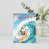 Kerstmis surfen met KLAUS DE KERSTMAN  Briefkaart (Staand voorkant)
