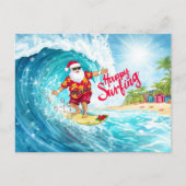 Kerstmis surfen met KLAUS DE KERSTMAN  Briefkaart (Voorkant)
