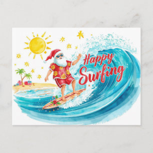 Kerstmis surfen met KLAUS DE KERSTMAN Feestdagenkaart