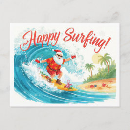 Kerstmis surfen met KLAUS DE KERSTMAN  Feestdagenkaart