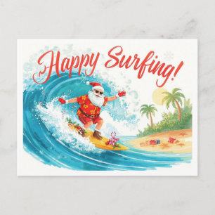 Kerstmis surfen met KLAUS DE KERSTMAN Feestdagenkaart