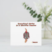 Kerstmis sweater-Ized Bacon Feestdagenkaart (Staand voorkant)