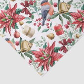 Kerstmis Symbolen met Poinsettia met Rode Robin Tissuepapier (Detail)