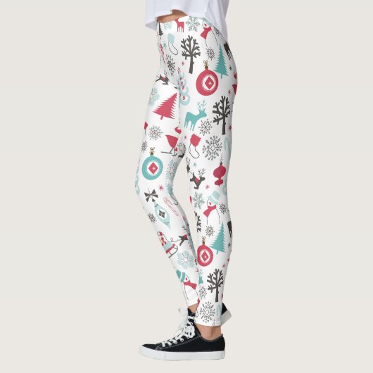 Kerstmis symbolen naadloos patroon leggings (Links)