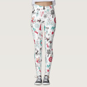 Kerstmis symbolen naadloos patroon leggings (Voorkant)