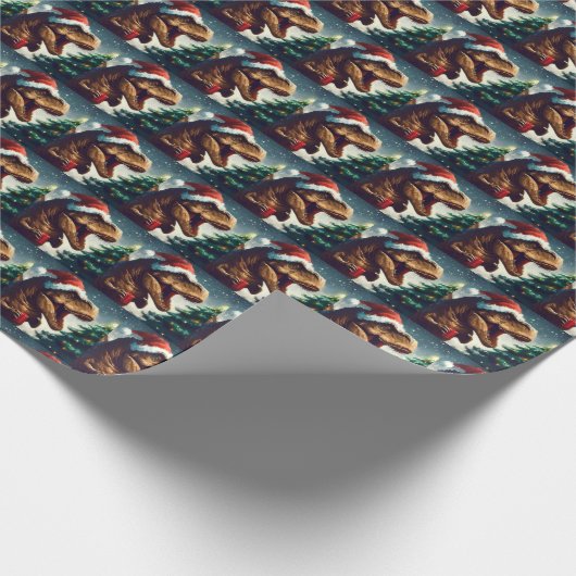 Kerstmis T-Rex 1 Cadeaupapier (Hoek)